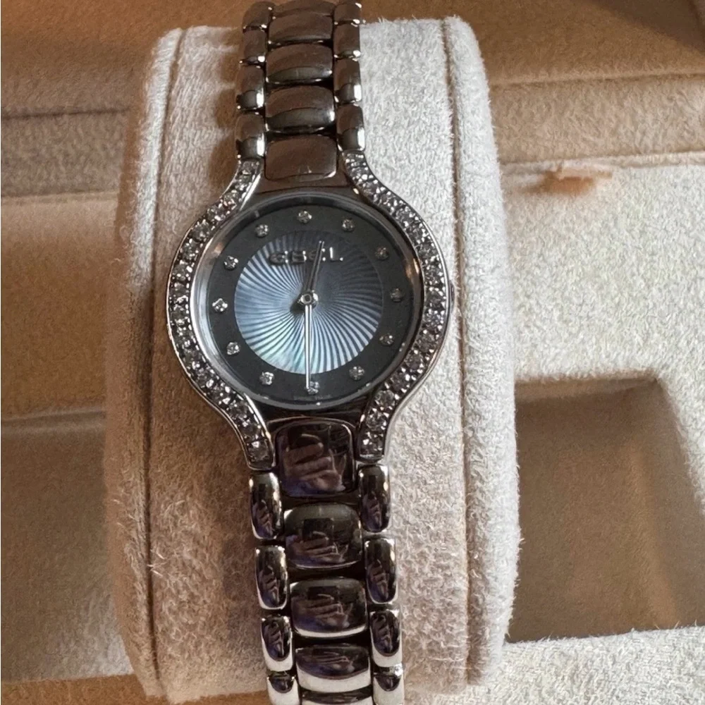 Ladies Women’s EBEL Beluga SS Diamond & Blue Mother of Pearl Wrist Watch w/ Box